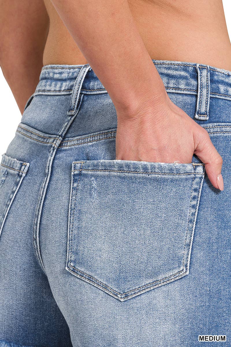 Frayed Hem Denim Shorts