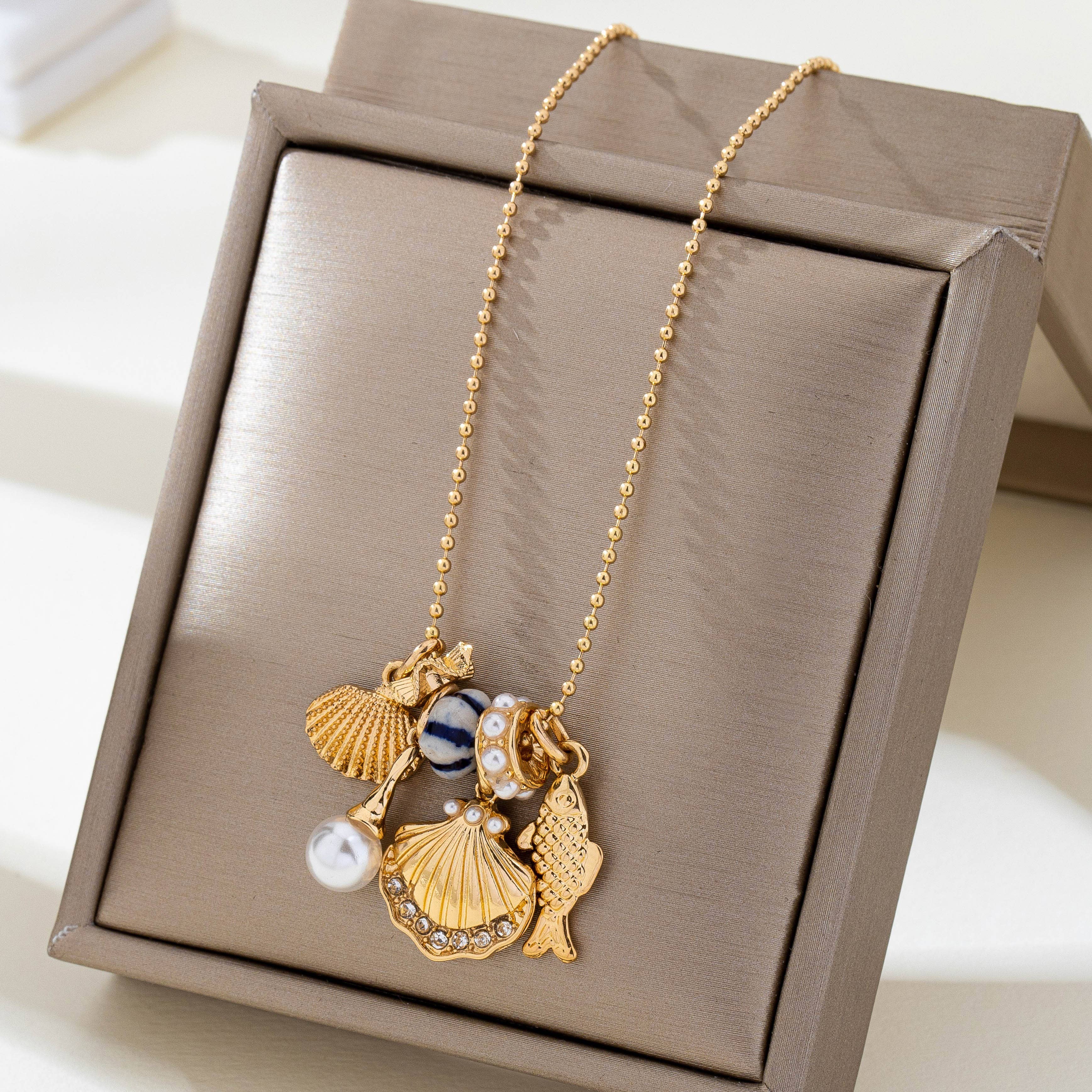 Nautical Charm Ball Chain Necklace | 80N92909