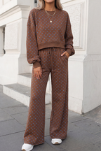 Polka Dot Print High Waist Pants Set | S-XL Plus 1X-4X