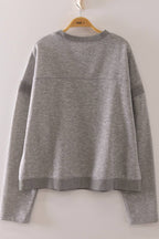 NT12845SET-Contrast Rib Trim Heathered Knit Lounge Set