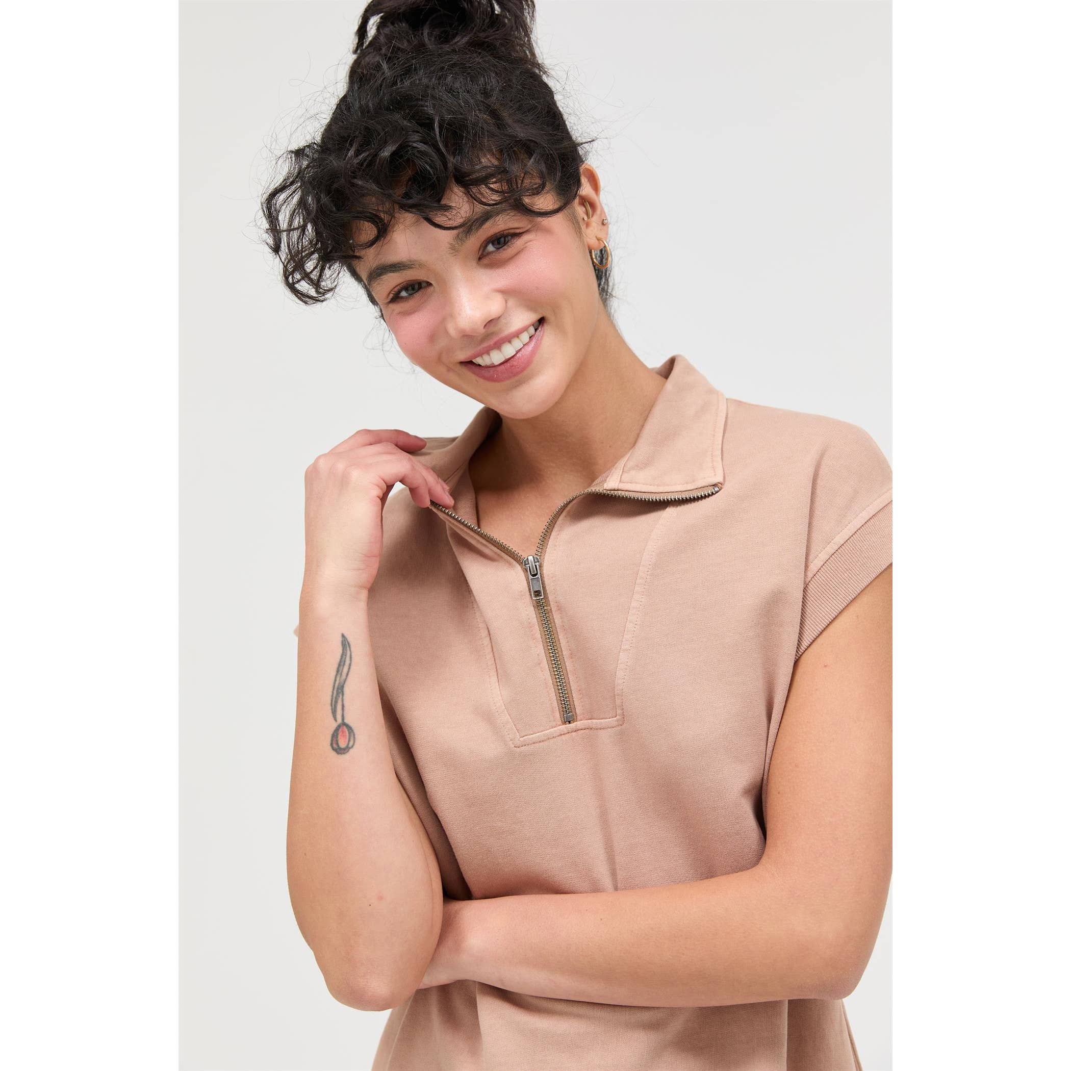 Half Zip Up Mock Neck Mini Dress