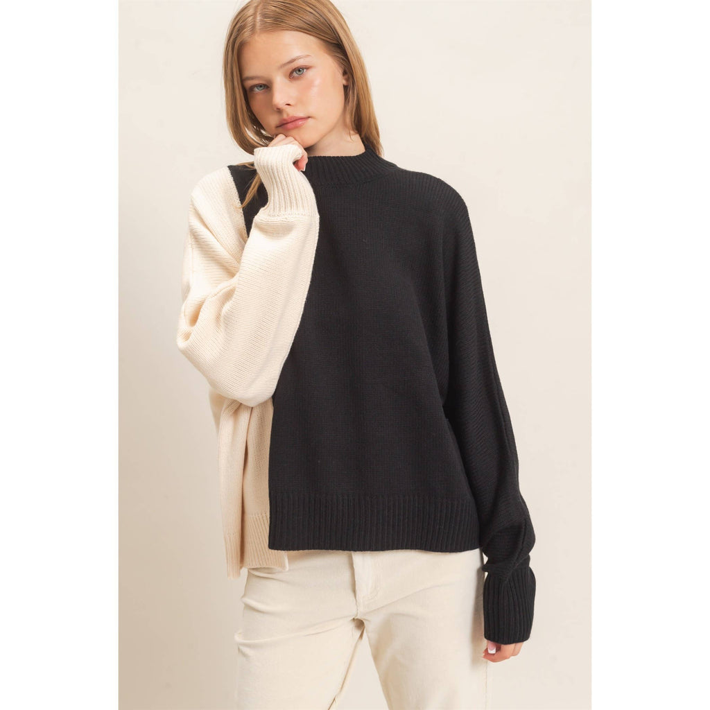 Two-Tone Knit Sweater