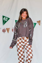 Football Leopard Mocha Crop Sweatshirt