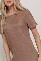 Short Sleeve Top & Wide Knit Pants Set