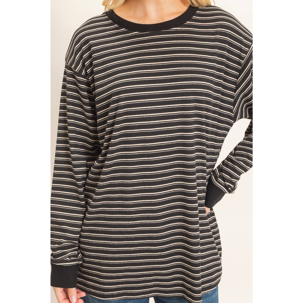 Striped Long Sleeve Crew Neck Top