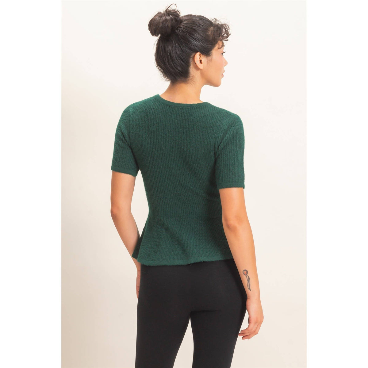 Ribbed Peplum Knit Top