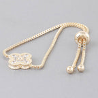 Bejeweled Clover Box Chain Bracelet