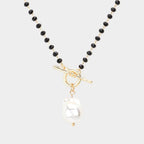 Pearl Pendant Faceted Beaded Toggle Necklace