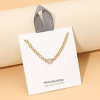18K Gold Dipped Round CZ Solitaire Accent Chain Necklace