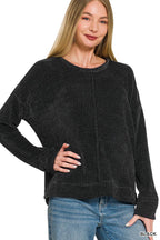 Chenille Waffle Center Seam Sweater Zenana