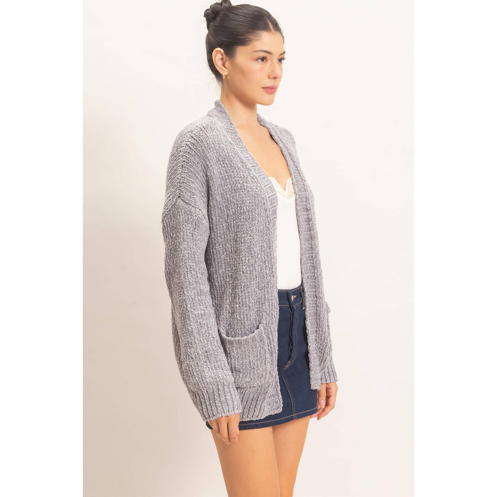 Patch Pocket Chenille Cardigan