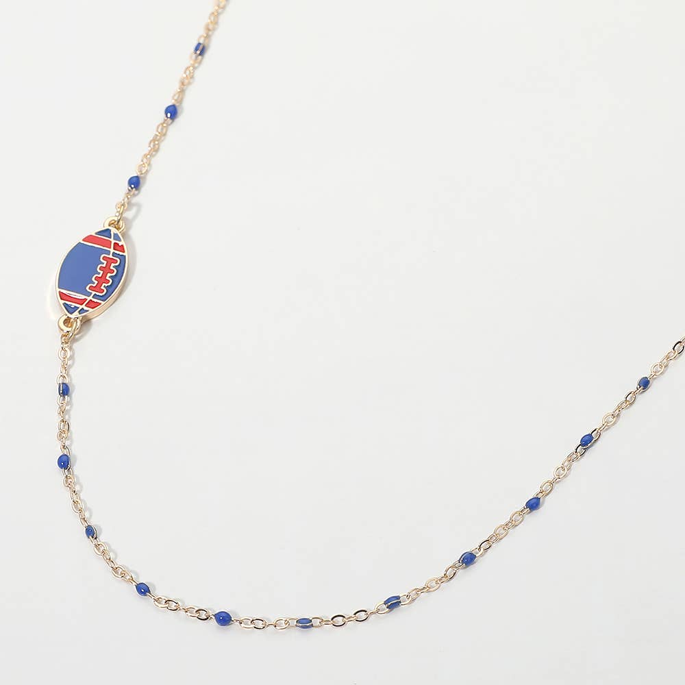 Football Charm Accent Dainty Beaded Game Day Chain Necklace