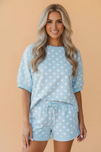 PRETTY BASH Polka Dot Oversized Top & Shorts Set