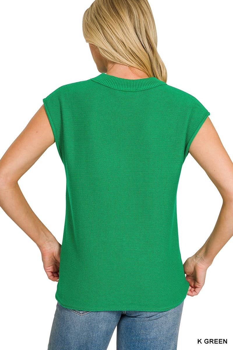 Center Seam Sleeveless Sweater