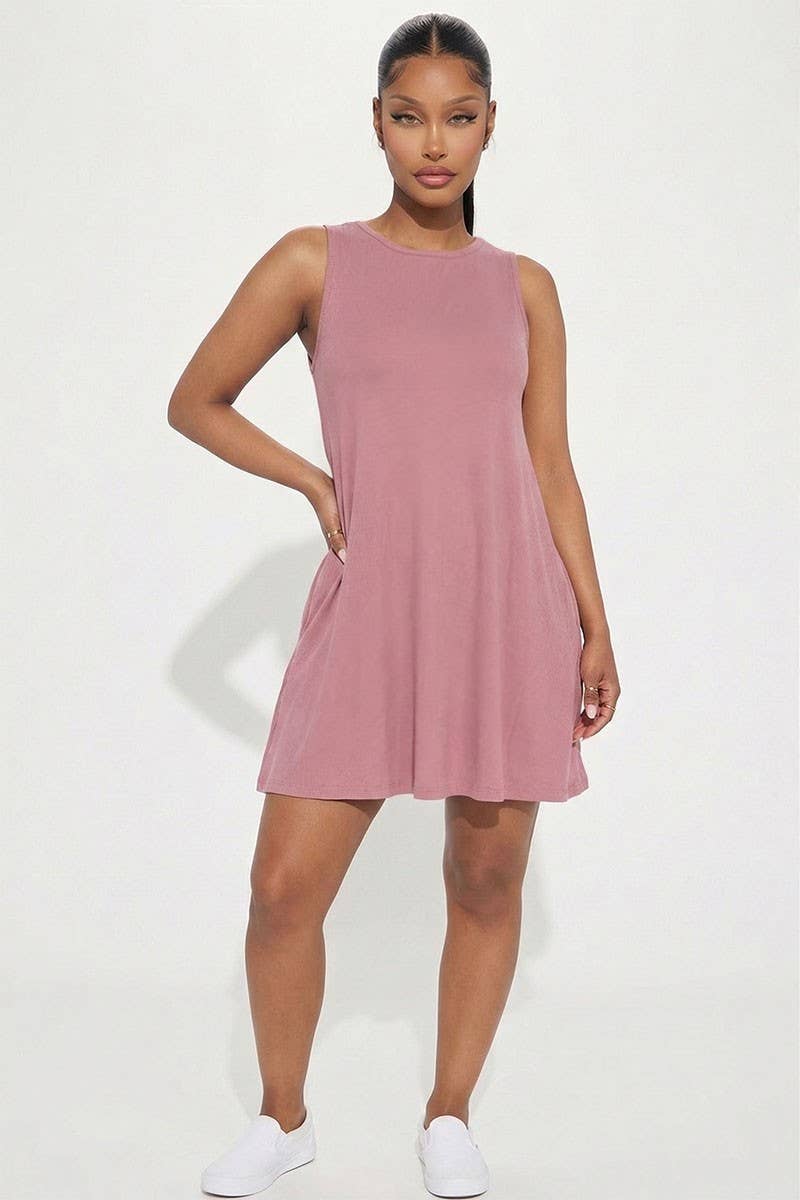 Comfy Sleeveless Flare Mini Dress