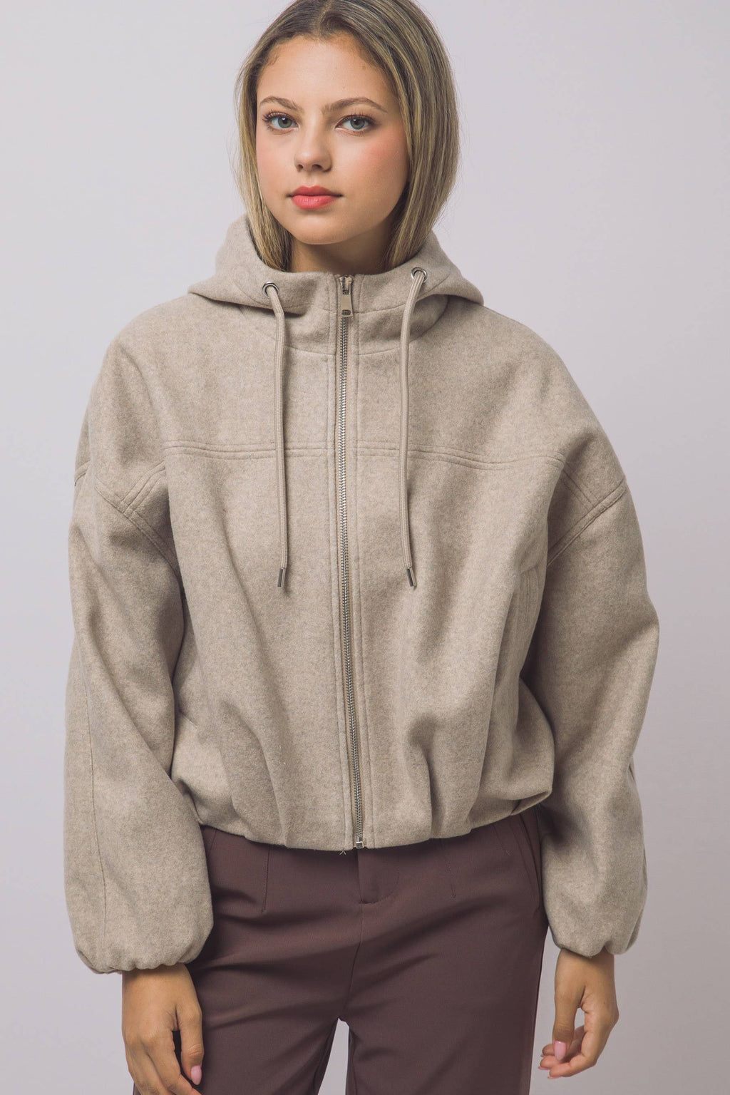 Boiled Hooded Bomber Jacket w/ Side Pockets
