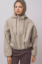 Boiled Hooded Bomber Jacket w/ Side Pockets