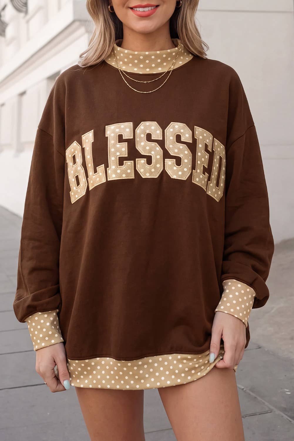 BLESSED Graphic Mockneck Oversized Sweatshirt | S-4X