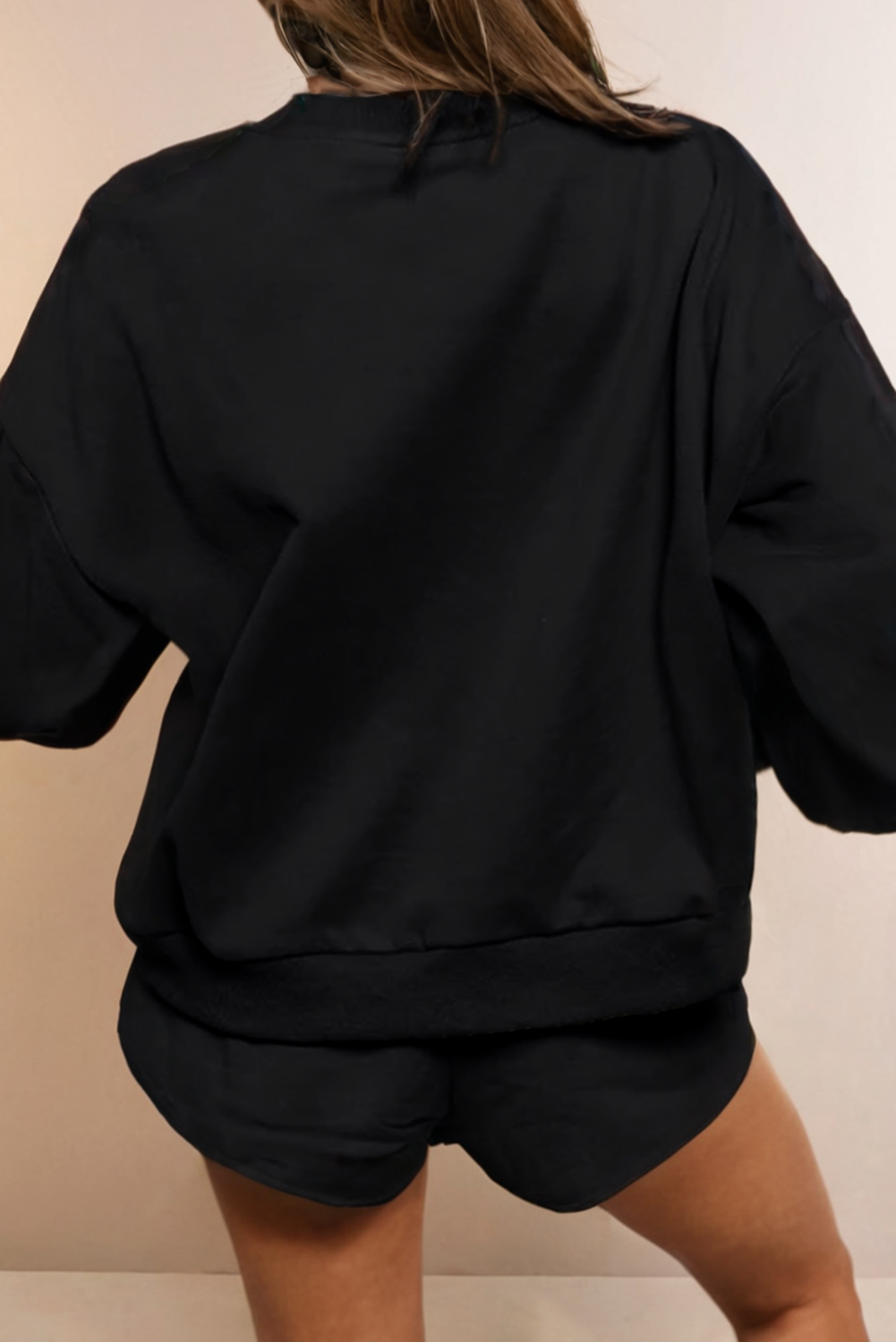 Coffee Sequin Sweatshirt + Shorts Set