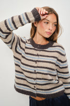 KAY STRIPED BUTTON UP CARIDGAN
